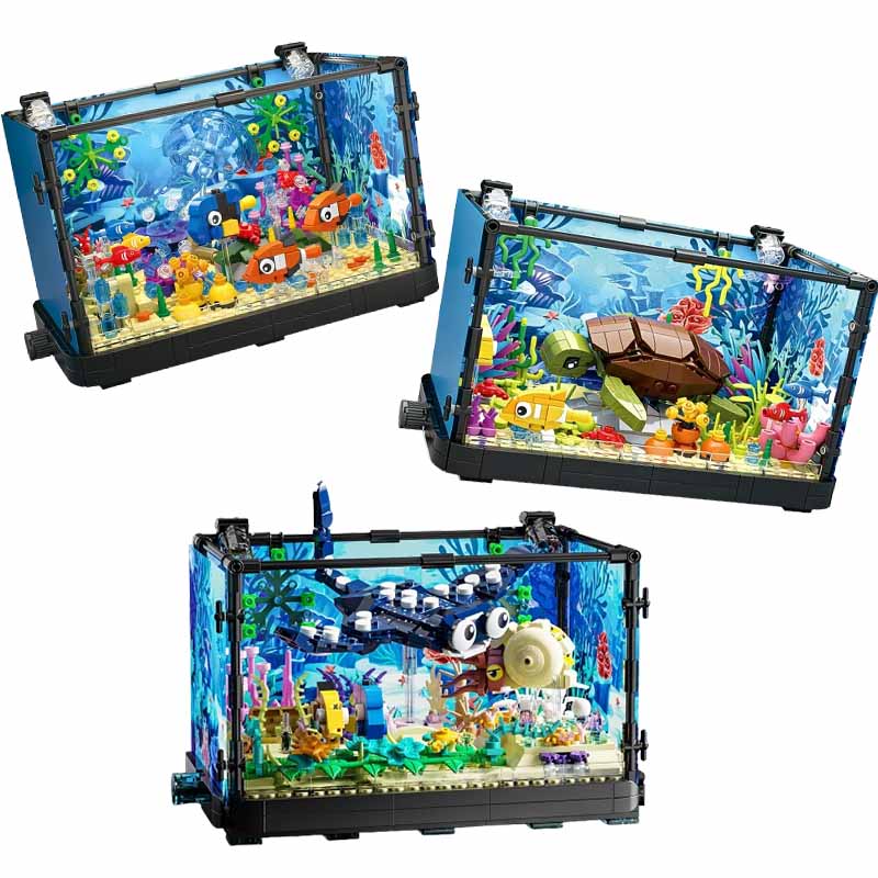 Marine Aquarium Cube - Aquarium bouwsteenset met licht, aquarium, zeeschildpad,